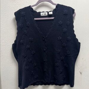 Elegant Vintage  Navy V-Neck Sweater Vest
